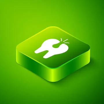 Isometric Broken tooth icon isolated on green background. Dental problem icon Illustrazione stock