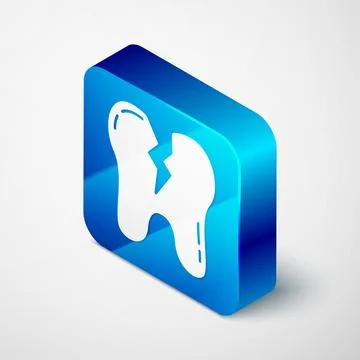 Isometric Broken tooth icon isolated on grey background. Dental problem icon. Illustrazione stock