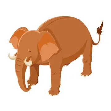 Isometric Brown Elephant Stock Illustration