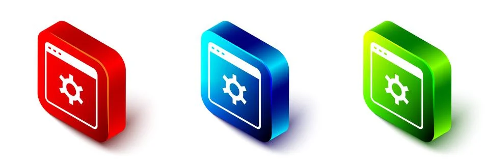 Isometric Browser setting icon isolated on white background. Adjusting, service Stock Illustration