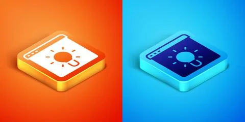 Isometric Browser window icon isolated on orange and blue background. Vector 库存插图