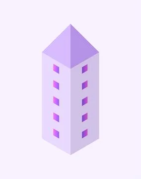 Isometric build. City object. House in 3d style. Vector illustration concept Stock Illustration