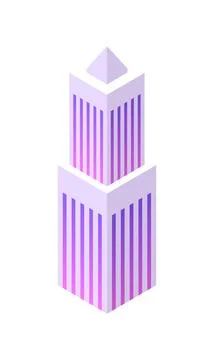 Isometric build. City object. House in 3d style. Vector illustration concept Stock Illustration