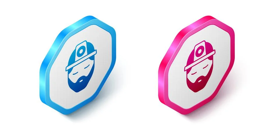 Isometric Builder icon isolated on white background. Construction worker Stock Illustration