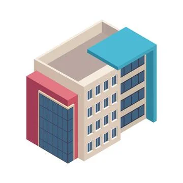 Isometric building construction Ilustración de archivo