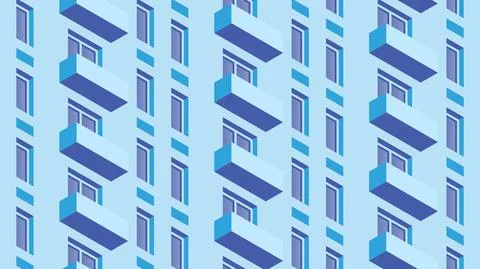Isometric Building Facade Illustration Stock Illustration