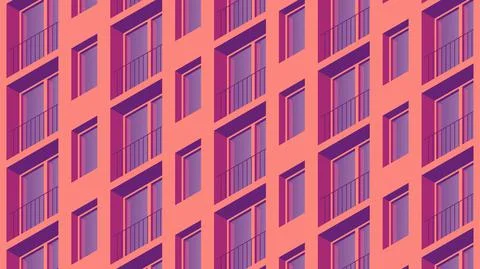 Isometric Building Facade Illustration Stock Illustration