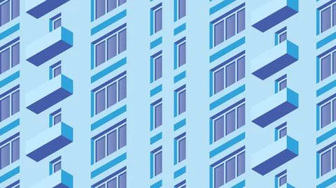 Isometric Building Facade Illustration Stock Illustration