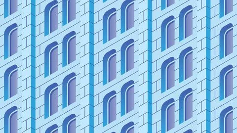 Isometric Building Facade Illustration Stock Illustration