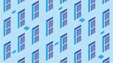 Isometric Building Facade Illustration Stock Illustration