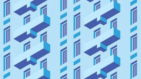 Isometric Building Facade Illustration Stock Illustration