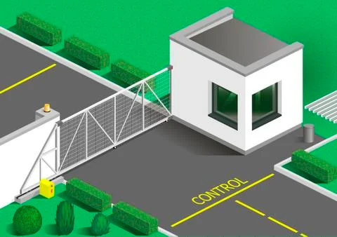 Isometric building guards Stock Illustration