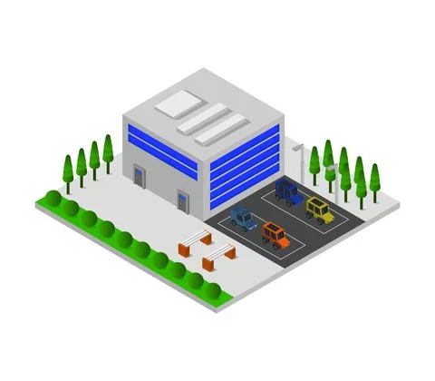Isometric building illustrated in vector on a white background Stock Illustration