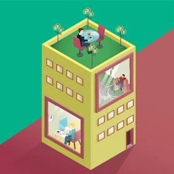 Isometric of building 스톡 일러스트