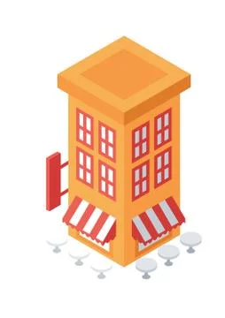 Isometric Building Object or Icon - Element for Web, Tileset Map, Game Stock Illustration