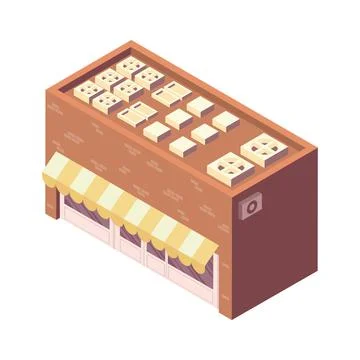 Isometric building with parasol Stock Illustration