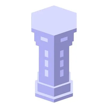 Isometric building tower reaching for sky in pixel art style Ilustración de archivo