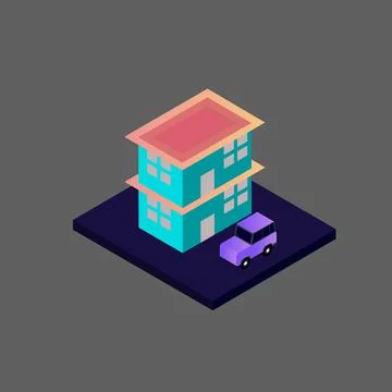 Isometric building vector Stock Illustration