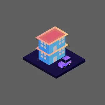 İsometric Building Vector Stock Illustration