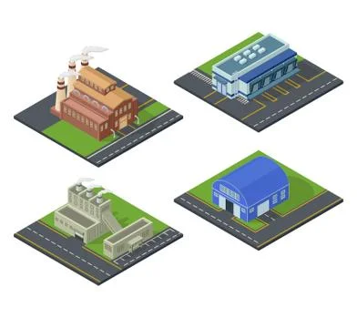 Isometric building vector set Illustrazione stock
