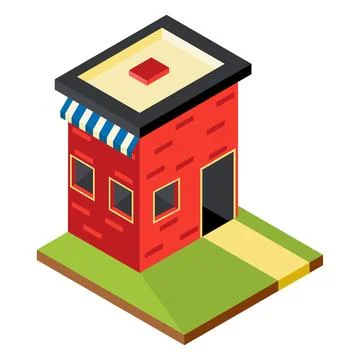 Isometric Building on a white background Stock Illustration
