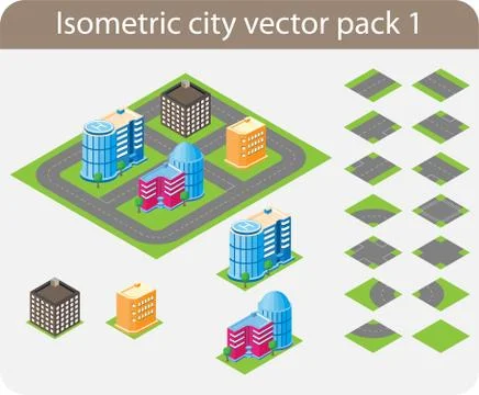 Isometric Buildings Stock Illustration