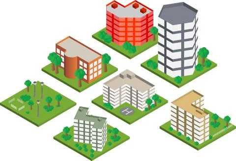 Isometric Buildings Stock Illustration