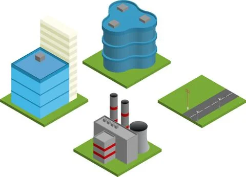 Isometric Buildings Stock Illustration