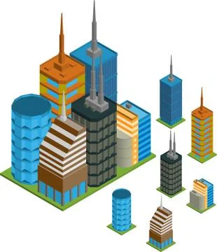 Isometric Buildings Stock Illustration