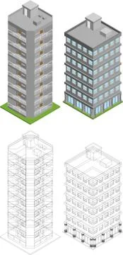 Isometric Buildings Stock Illustration