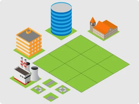 Isometric Buildings Stock Illustration