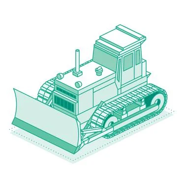 Isometric bulldozer isolated on white background. Construction equipment ma.. 스톡 일러스트