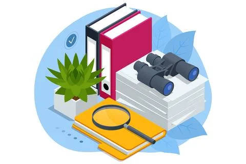 Isometric business analysis, analytics, research, strategy statistic, planning Stock Illustration