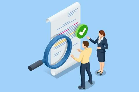 Isometric business analysis, analytics, research. Analytics and monitoring Stock Illustration