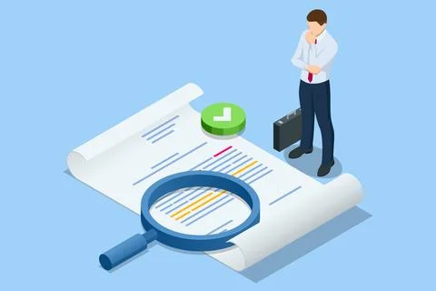 Isometric business analysis, analytics, research. Analytics and monitoring Illustrazione stock
