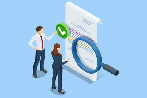 Isometric business analysis, analytics, research. Analytics and monitoring Stock Illustration
