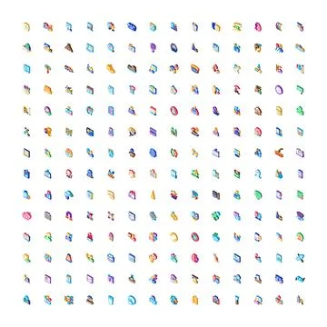 Isometric business and technology web icons collection Stockillustratie