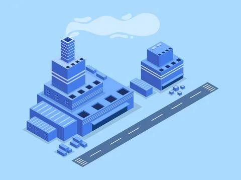 Isometric of a business building integrated with computer and digital Illustrazione stock