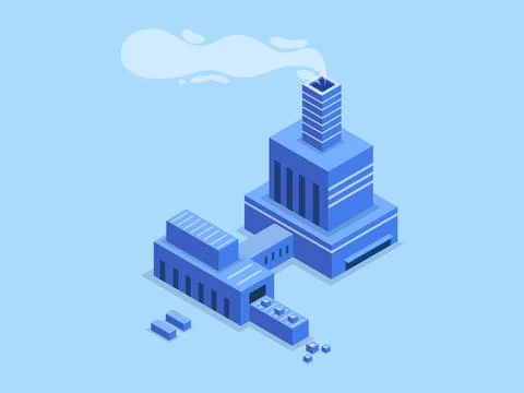 Isometric of a business building integrated with computer and digital Illustrazione stock