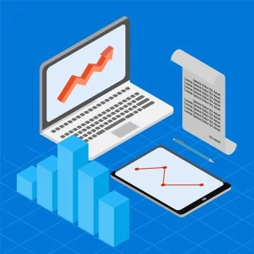 Isometric Business Data Chart Stock Illustration