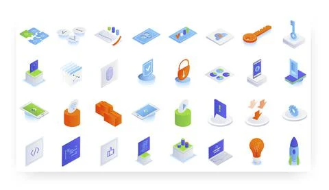 Isometric business icon set, vector isolated illustration. Business rocket 库存插图