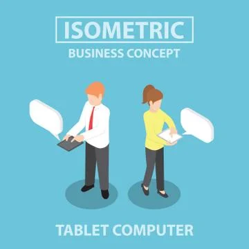 Isometric business people using tablet computer Stock Illustration