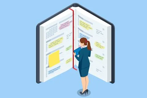 Isometric Business Project Management System. Schedule for plan tasks and Stock Illustration