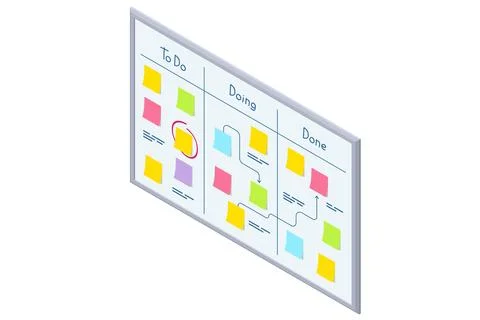 Isometric Business Project Management System. Planning showing tasks and Stock Illustration