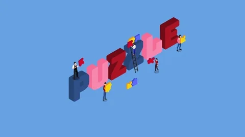 Isometric Business Teamwork and Problem Solving Concept with People Assembl.. Stock Footage 337954775