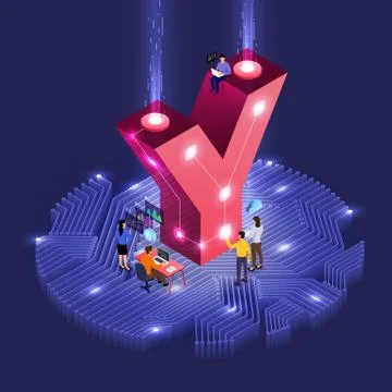 Isometric business teamwork. Stock Illustration