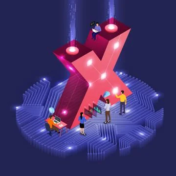 Isometric business teamwork. Stock Illustration