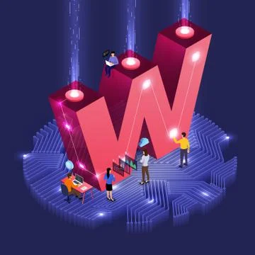 Isometric business teamwork. Stock Illustration