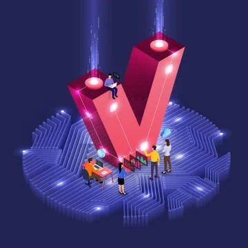 Isometric business teamwork. Stock Illustration