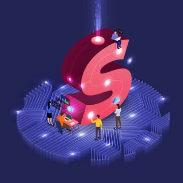 Isometric business teamwork. Stock Illustration